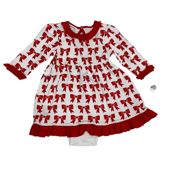 NWT Magnolia Baby 12M Red Bow Dress Set - Picture 1 of 5